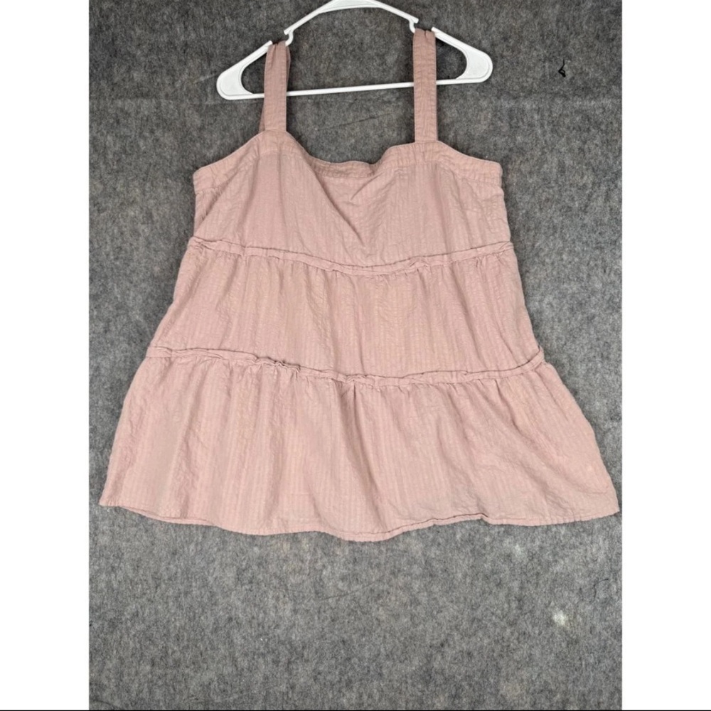 Easel Sleeveless Top Women's Large Pink Tiered Flowy Adjustable Straps Boho‎